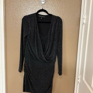 🖤 Black Shimmer Wrap-Style Dress 🖤